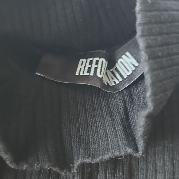 Reformation -739 Women's Black Rib Turtleneck Short Dress Long Sleeve‎ XS - Picture 7 of 11